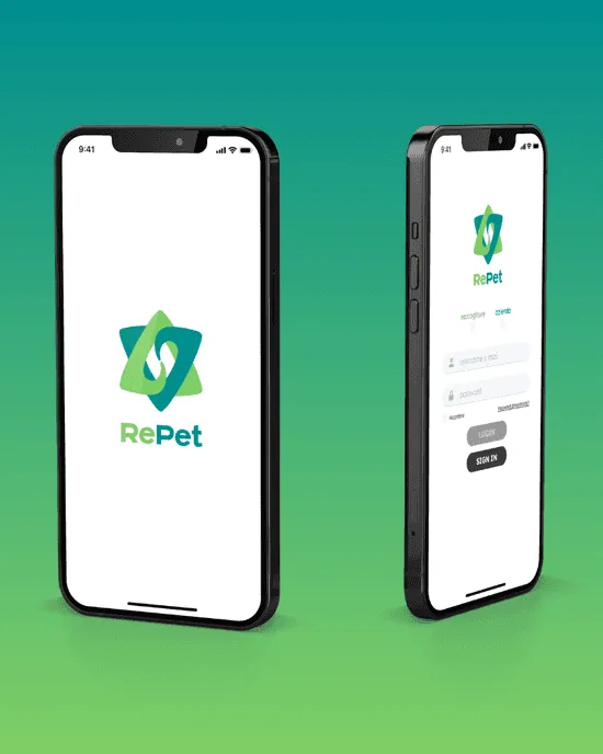 RePet app on two phones